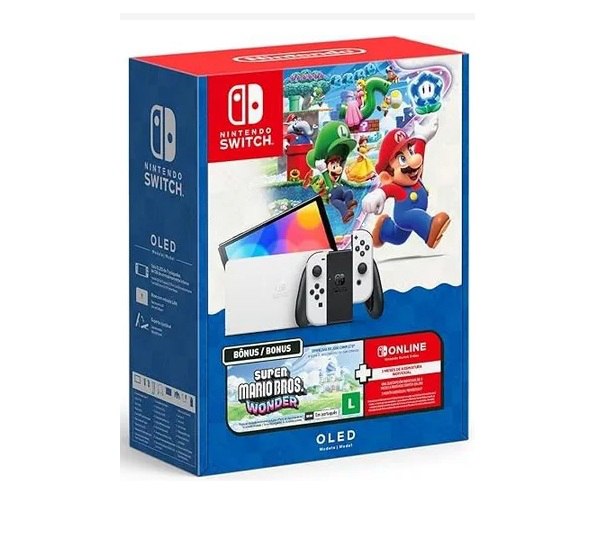 Bundle Nintendo Switch OLED + Super Mario Bros. Wonder + 3 Meses de Assinatura Nintendo Switch Online