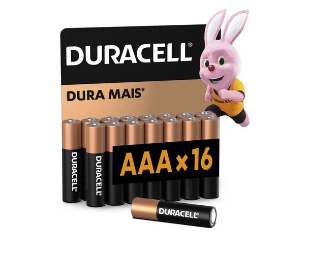 Pilha Alcalina AAA Palito Duracell com 16 unidades