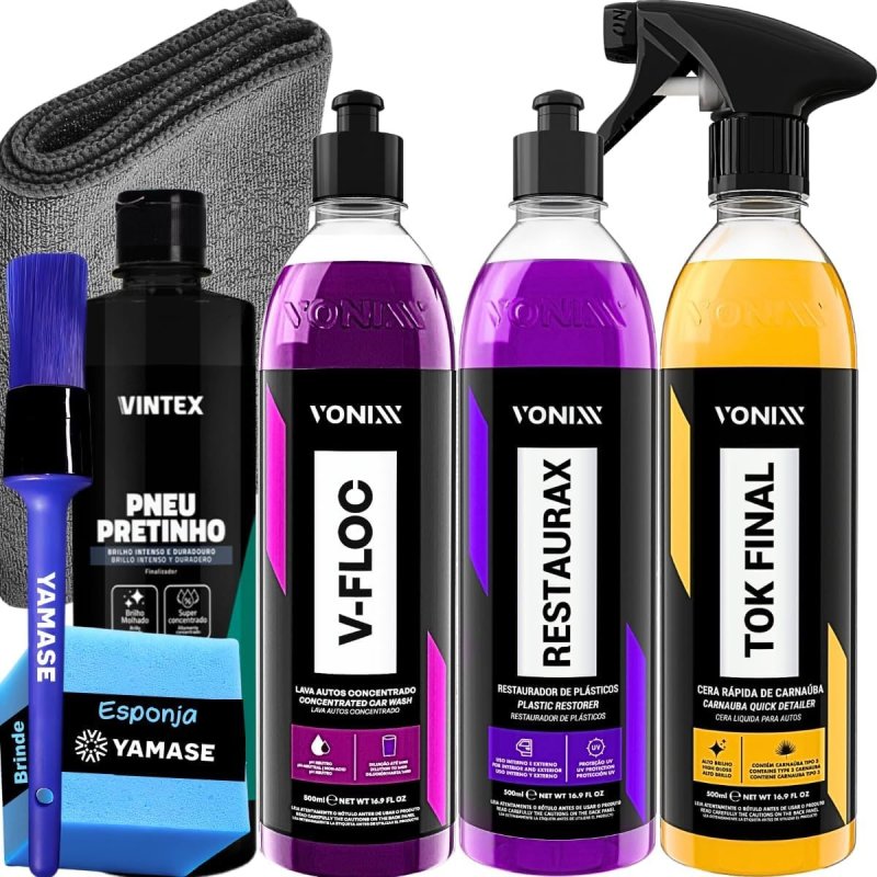 Vonixx Kit Completo - Shampoo V-Floc Cera Tok Restaurax Pneu