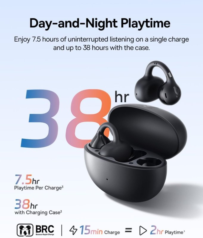 Baseus Bass BC1 True Wireless Orelha Aberta - Preto Estelar