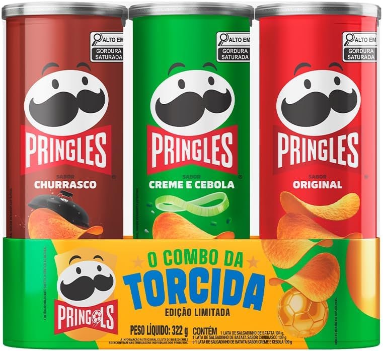 Pringles Tripack Festa do Futebol 322g - Salgadinho Batata Frita