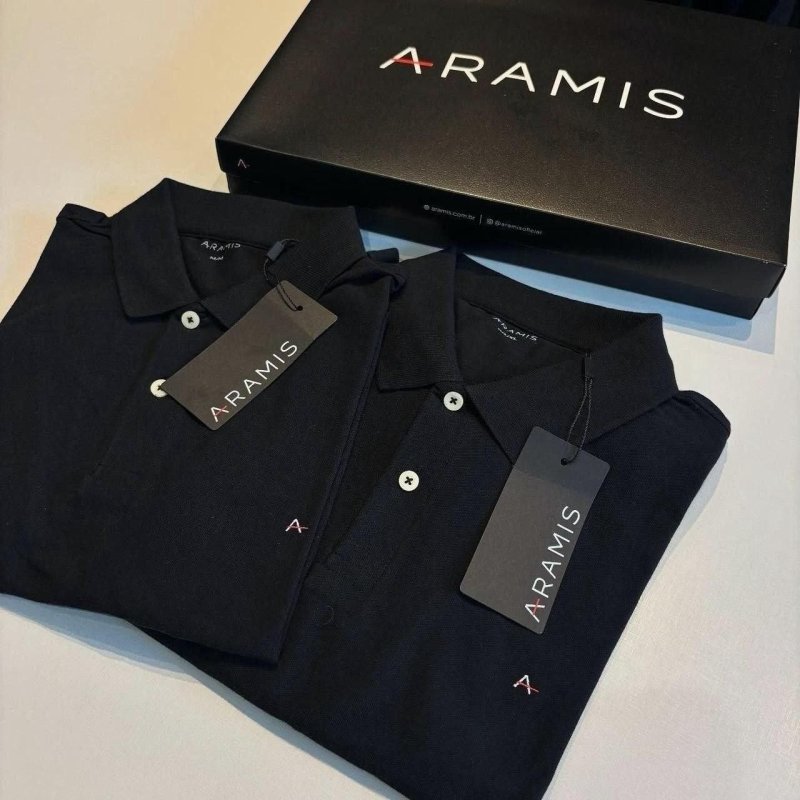 Camiseta Polo Aramis Masculina Basic Piquet Preta
