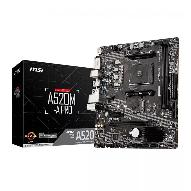Placa Mãe MSI A520M-A PRO, DDR4, Socket AMD AM4, mATX, Chipset A520