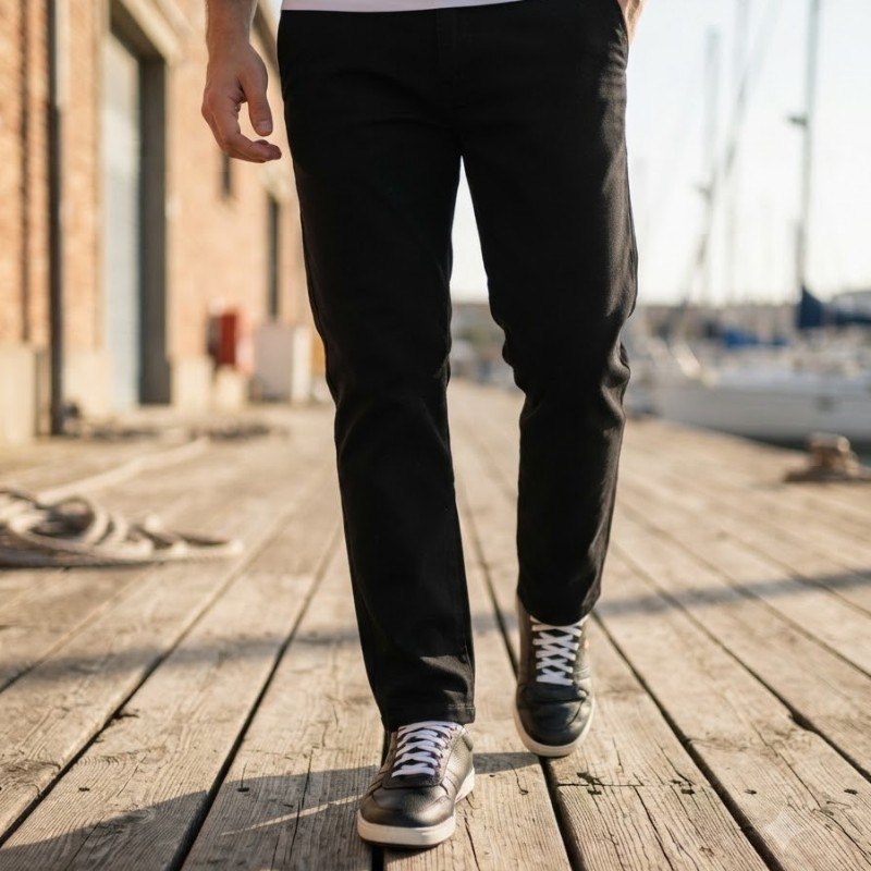 Calça Tommy Hilfiger Masculina De Sarja Brooklyn Preta