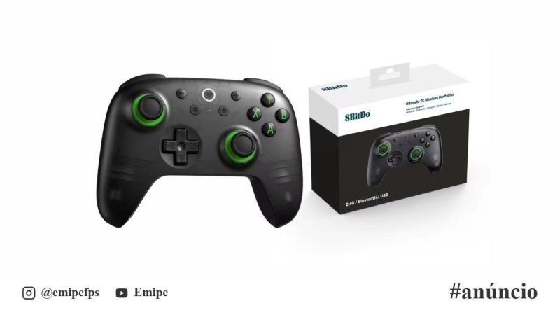 Controle 8BitDo Ultimate 2C, Analógicos Hall Effect, Sem Fio, PC, Windows 10/11, Steam Deck, Raspberry Pi e Android