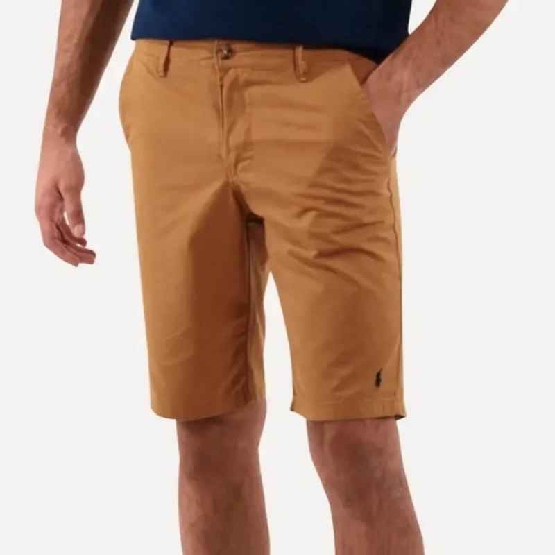Bermuda Ralph Lauren Masculina Sarja Stretch Marrom Claro