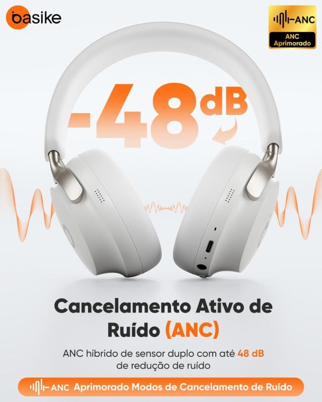 Headphone Basike Bluetooth 5.4 com ANC