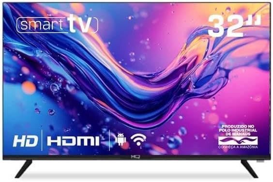 Smart TV HQ 32" HD tela sem bordas Android 12 design slim HQS32NKHM
