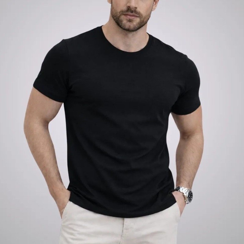 Camiseta Algodão Egípcio Original C/ Elastano Lisa Masculina