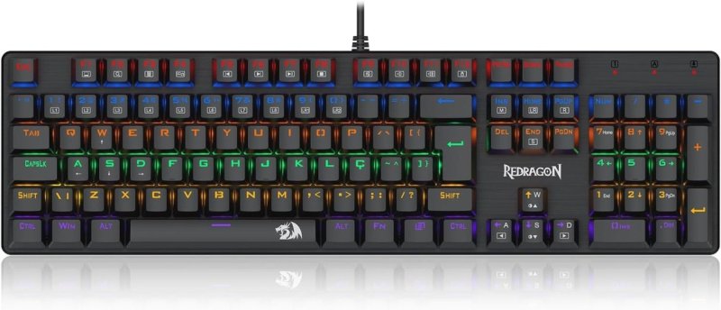 Teclado Mecânico Gamer Redragon Valheim Iluminação Rainbow Switch Brown