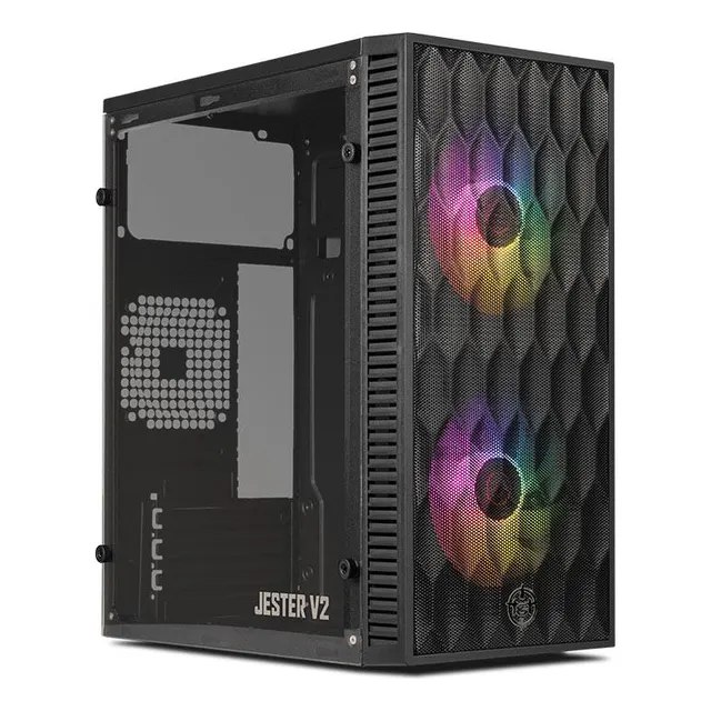 Gabinete Gamer Tgt Jester V2 Preto Mini-tower Com Acrílico E 2 Fans Rainbow