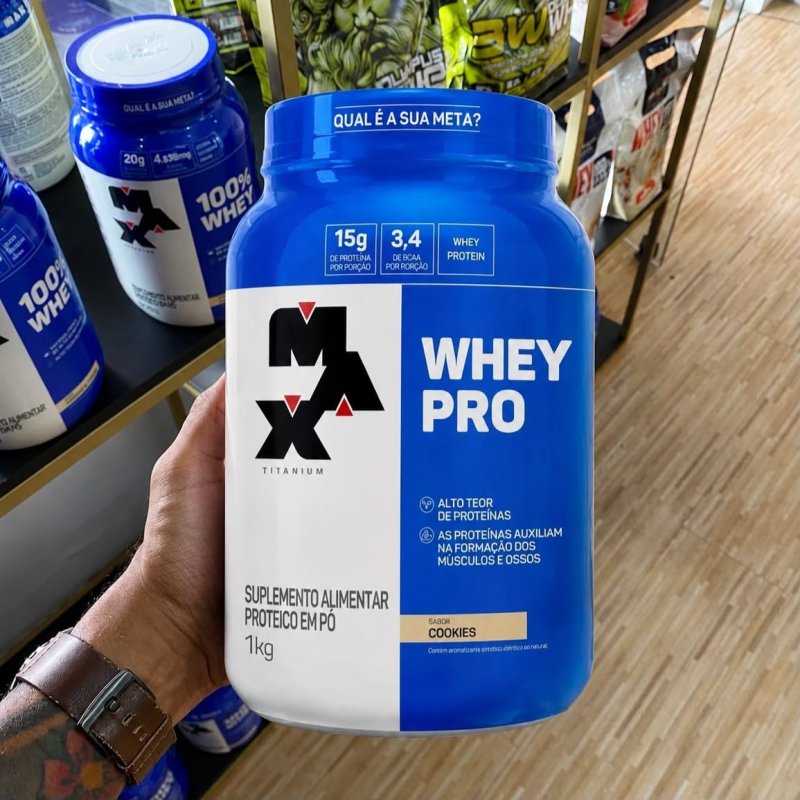 Suplemento Em Pó Whey Pro Max Titanium 1kg Sabor Cookies
