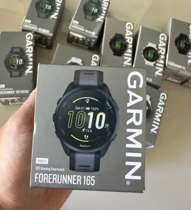 Smartwatch Relógio Garmin Forerunner 165 43mm Preto Mesh Cinza