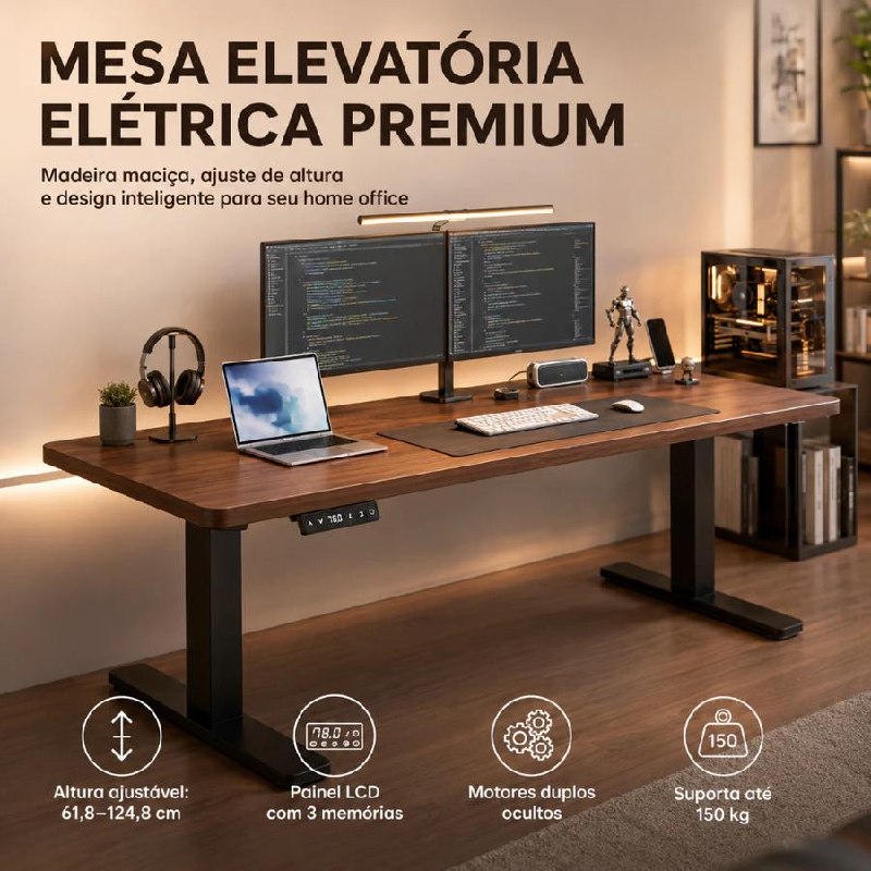 Mesa Elétrica com Altura Ajustável e Memória