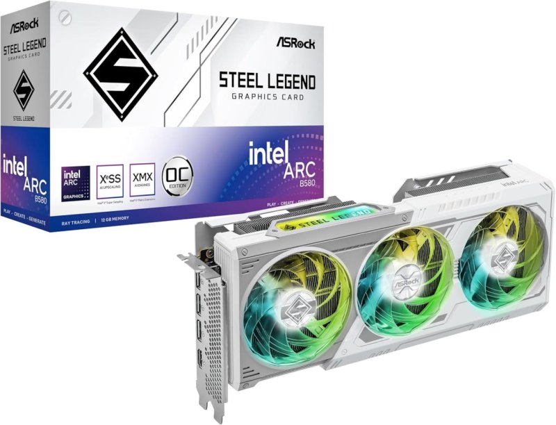 GPU ASROCK INTEL ARC B580 STEEL LEGEND 12G OC 192 BITS