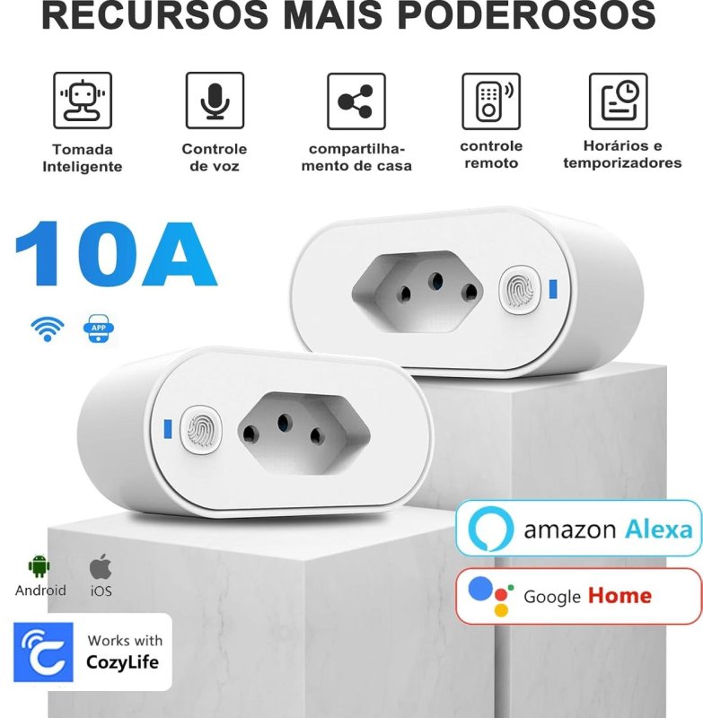 Kit com 2 Tomadas Inteligentes Wi-Fi 10A