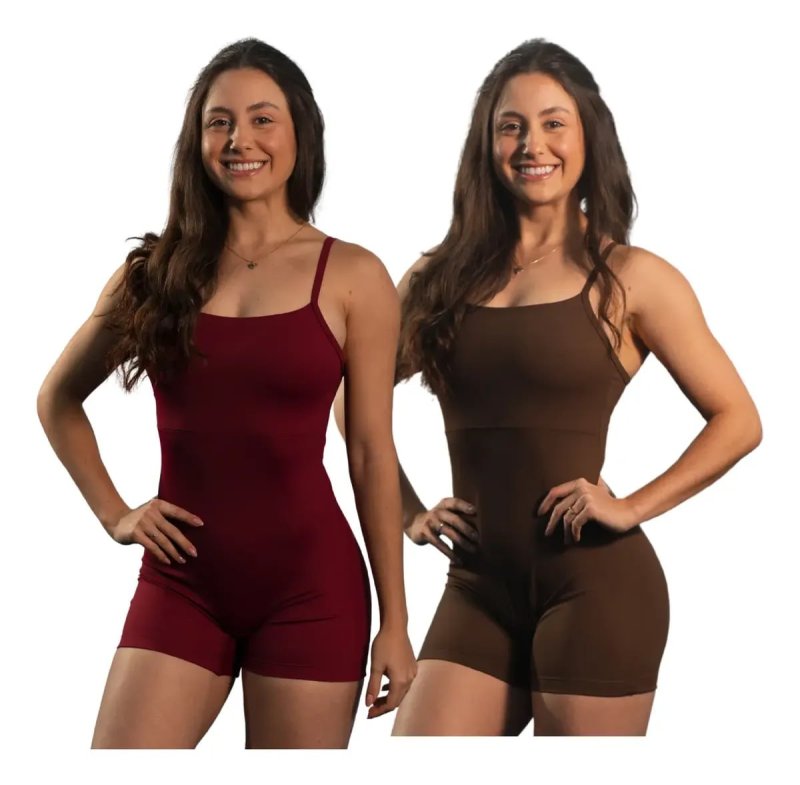 Kit 2 Macaquinho Curto Fitness Poli - Academia