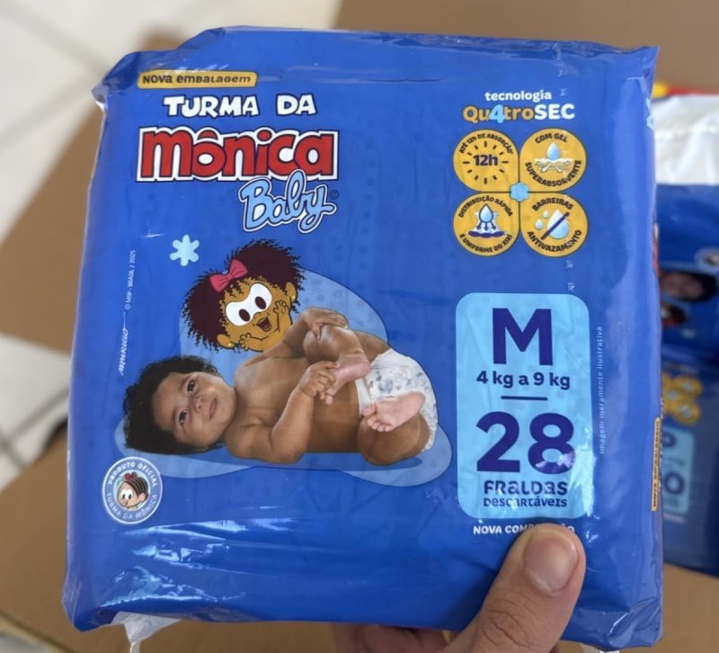 Fralda Turma da Mônica Baby Jumbo M 28 Unidades
