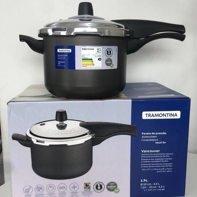 Panela Pressão 20cm Vancouver Tramontina Cor Preta