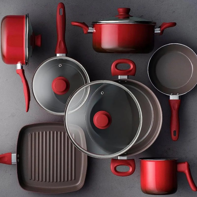 Brinox Jogo De Panelas 7 Peças Revst Cerâmico Antiaderente Vermelho