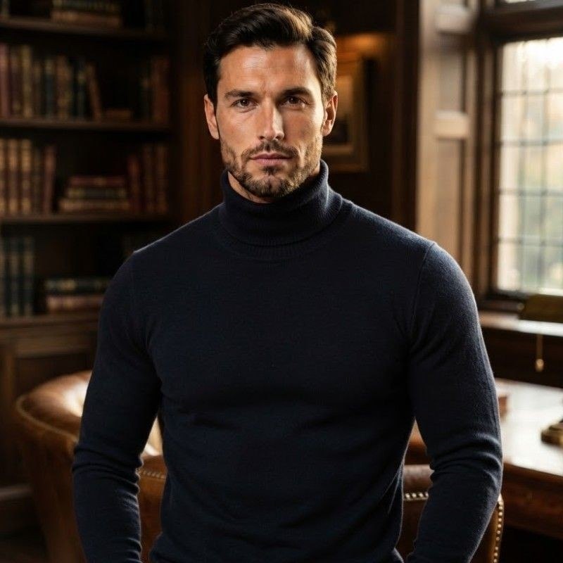 Cacharrel Blusa Tricot Lã Masculina Gola Alta Mp765