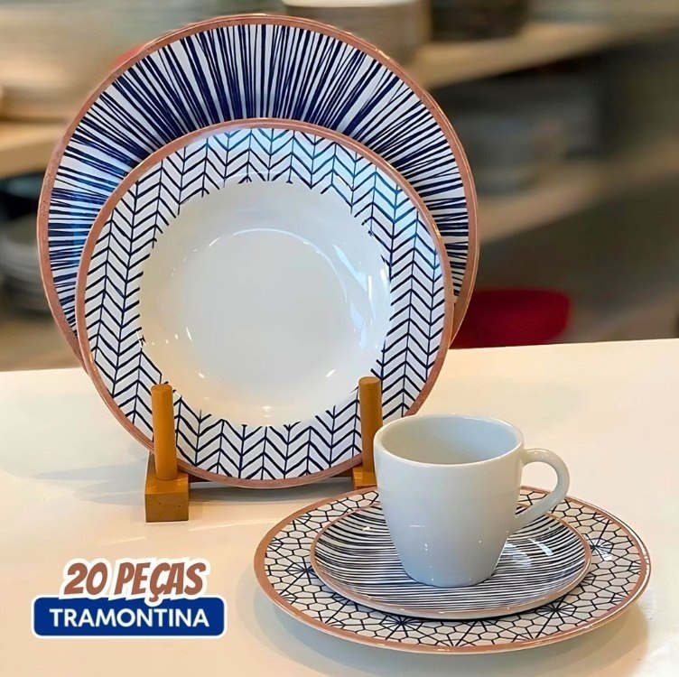 Aparelho de Jantar Tramontina Abstratta 20 Peças Cor Branco Liso