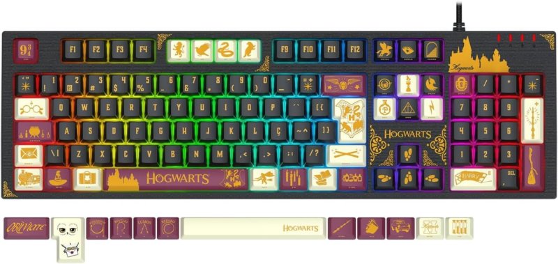 Teclado Mecânico Gamer Redragon Harry Potter Amsa Hogwart’s Special Edition RGB Switch Marrom