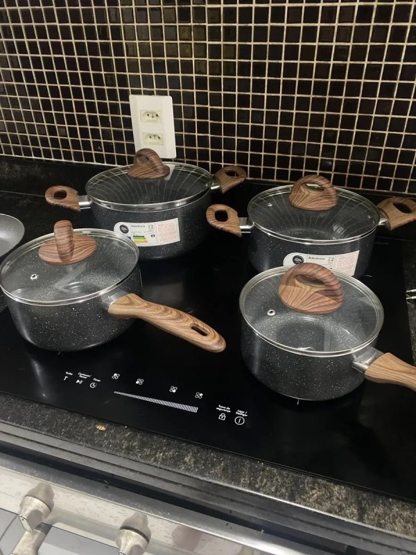 Jogo De Panelas Brinox Antiaderente Ceramic Indução 5 Peças