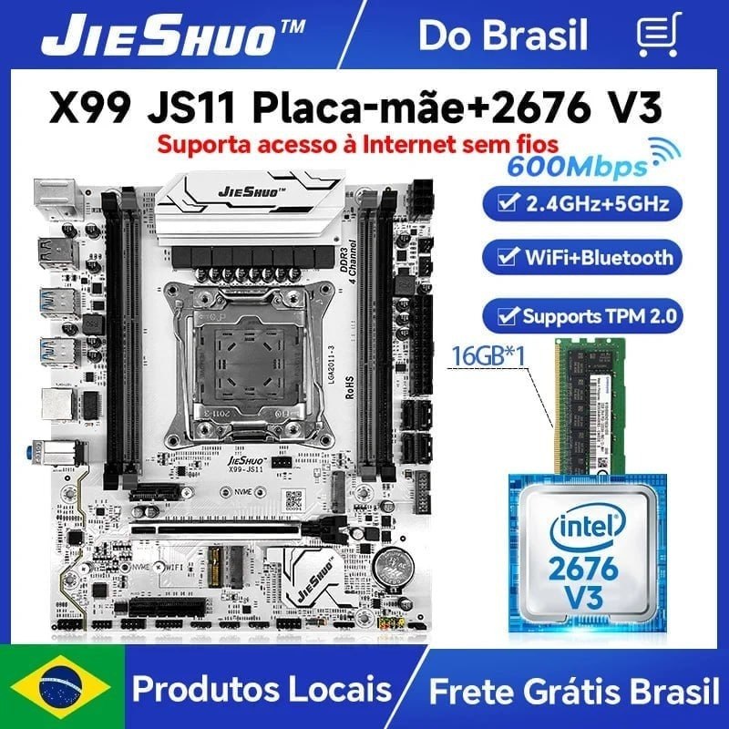 Kit X99 Jieshuo JS11 White Argb + Xeon 2676 V3 1x16GB DDR3