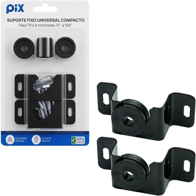 Suporte de TV Fixo Universal 10 a 85 Polegadas Compacto Preto