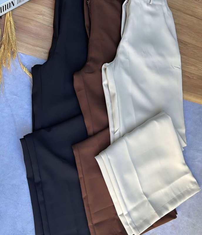 Kit 2 Calça Pantalona Feminina Alfaiataria Elegante C/ Cinto