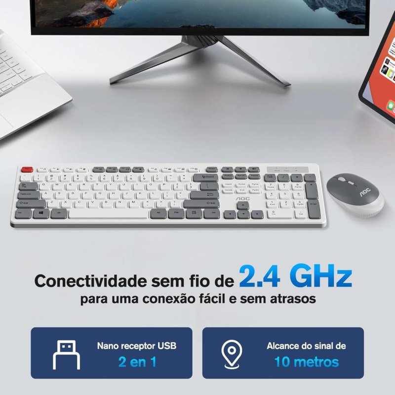 Combo Teclado e Mouse sem Fio AOC KM600
