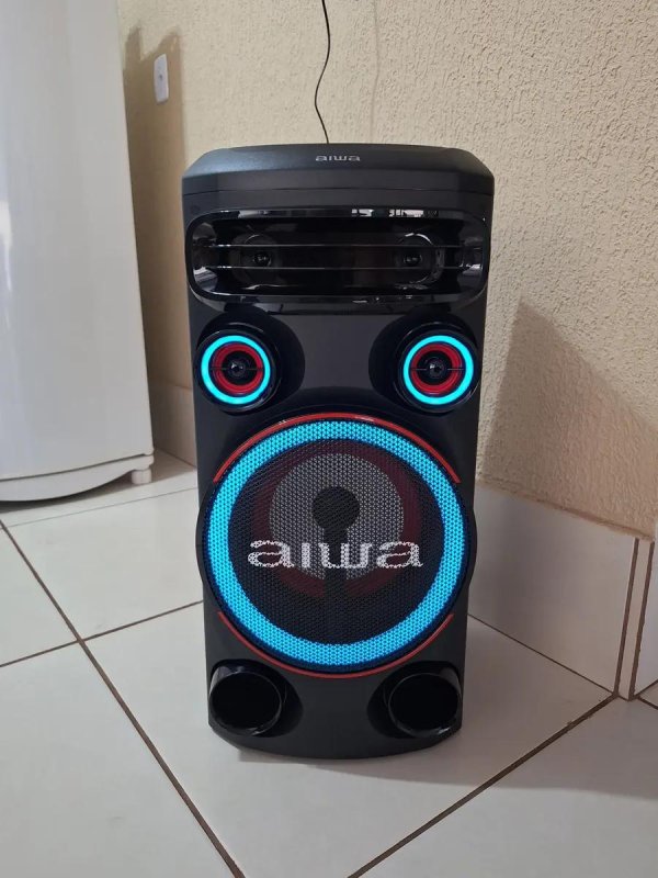 Torre de Som AIWA 1600W 1Woofer10" Bluetooth RGB USB FM DJ