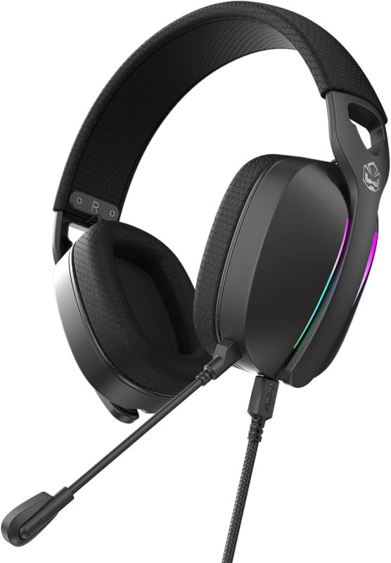 HEADSET GAMER PCYES NOWY BLACK VULCAN, USB SURROUND, DRIVER 40MM, RGB, MICROFONE DESTACÁVEL