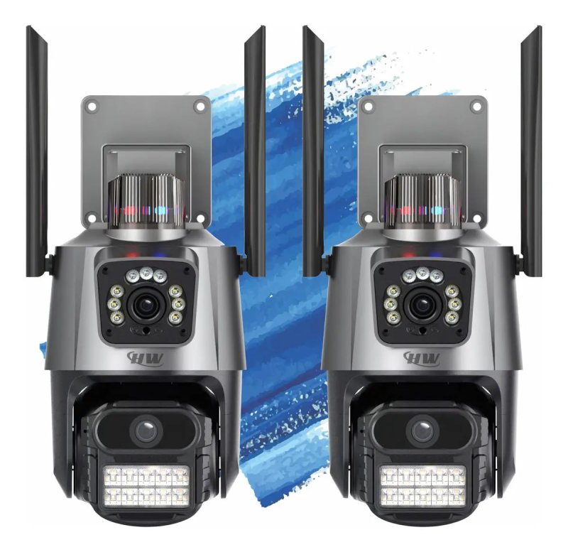 Kit 2 Câmeras IP Wi-Fi 6MP Lente Dupla - Visão Noturna 355° - Detecção de Movimento