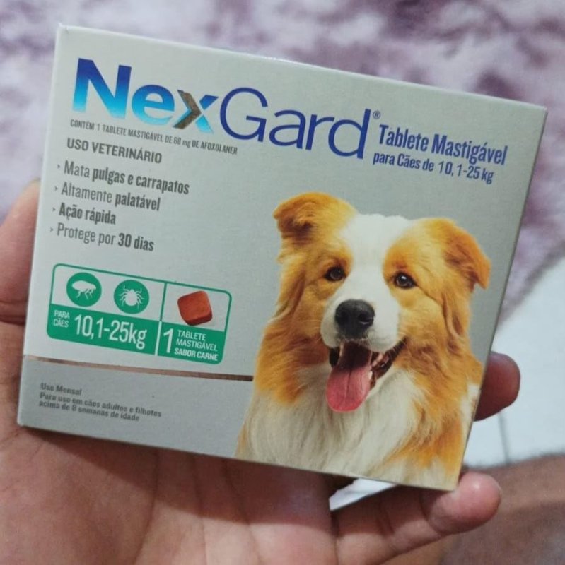 NexGard Antipulgas e Carrapatos para Cães de 10,1 a 25kg - 1 tablete