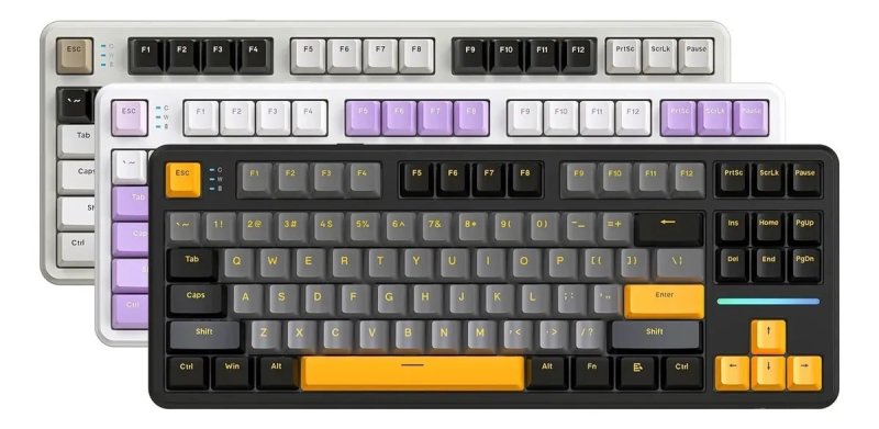 Teclado Mecânico Gamer Sem Fio Attack Shark X87 Twilight Violet Inglês Us