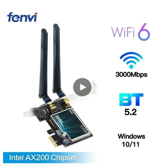 Fengvi-wifi 6 pci-e adaptador sem fio FV-AC1200