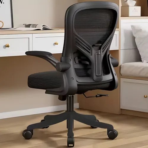 Cadeira De Escritório Ergonômica Laudo Nr17 Assento Com Espuma Injetada Regulagem De Altura Ajuste Lombar Estofado Respirável Em Mesh Braços Retrátil Marca Brin7 Modelo B7-007 Preto