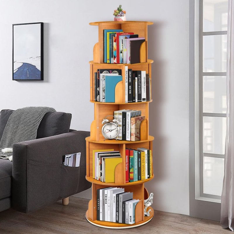 Estante Giratória 360° com 5 Andares para Livros