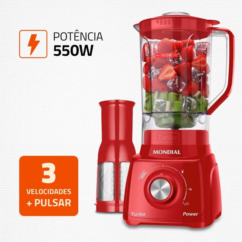 MONDIAL Liquidificador Turbo Power 550W - Vermelho
