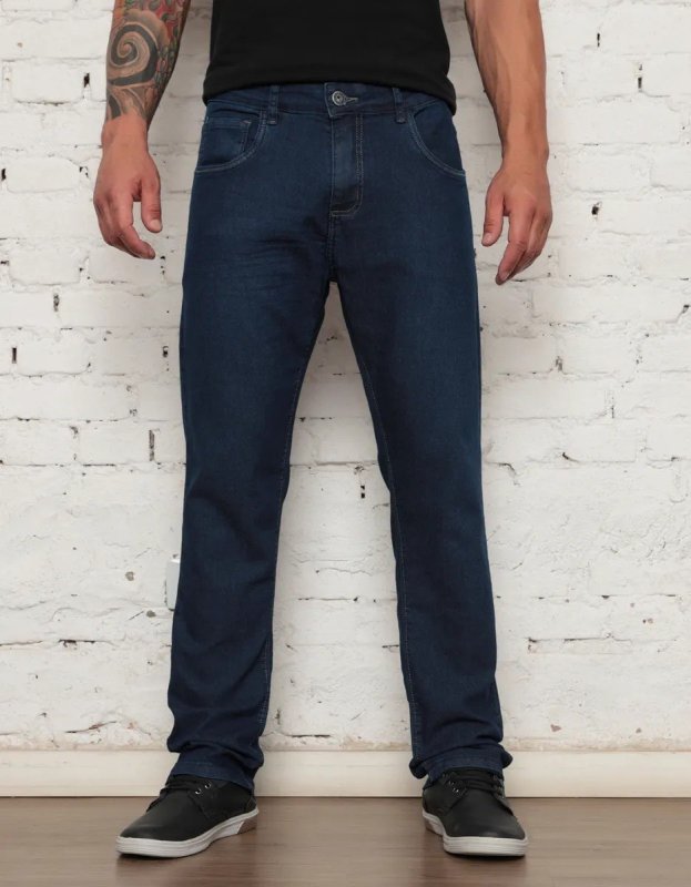 Calça Jeans Masculina Tradicional Corte Reto