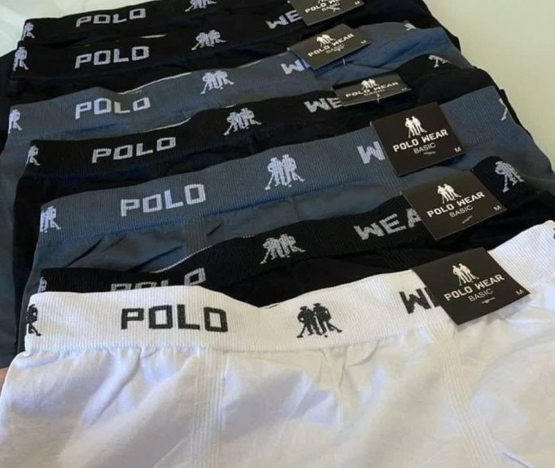 Kit 10 Cuecas Boxer Lisa Polo Wear Sortido Liso M
