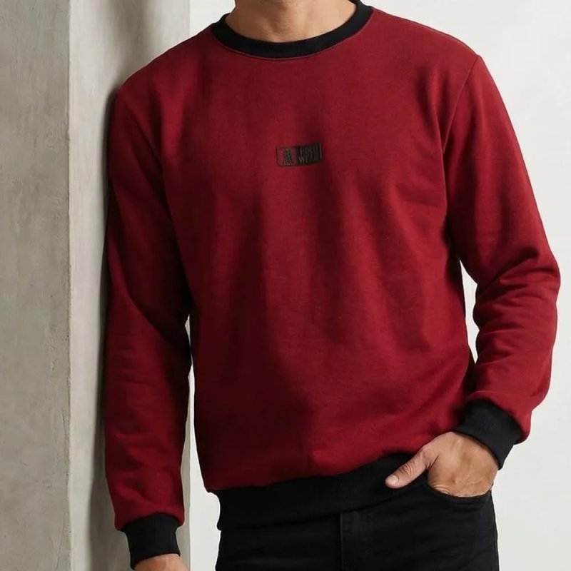 Moletom Gola Careca Casual Polo Wear Vermelho Médio