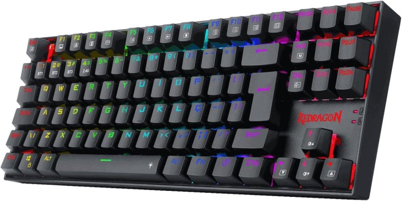 Teclado Mecânico Gamer Redragon Kumara PRO RGB Preto Wireless e Bluetooth Switch Marrom