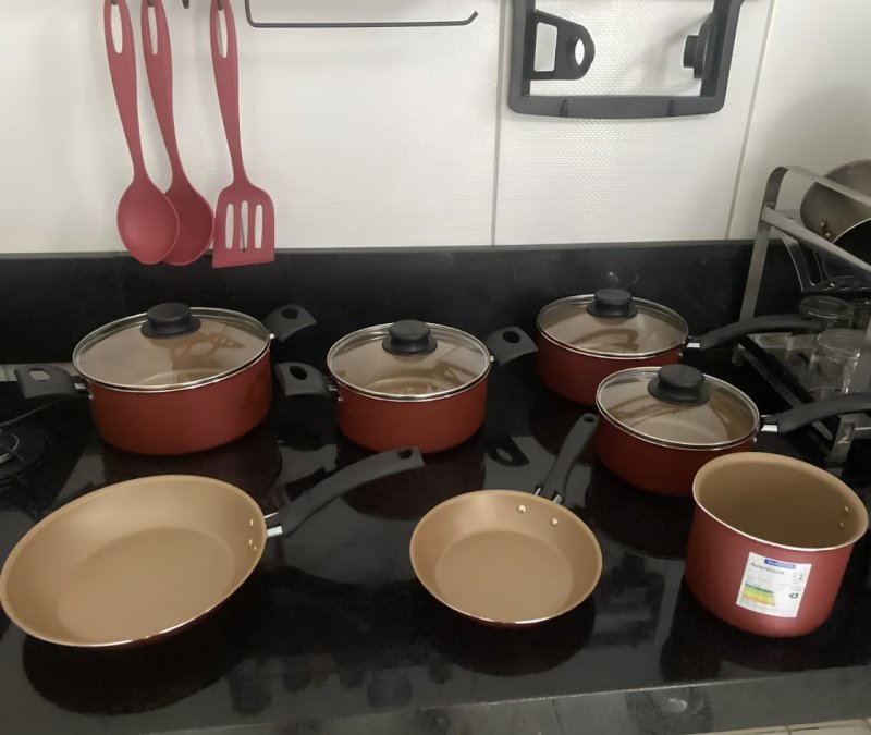 Jogo De Utensílios De Cozinha Tramontina Vermelho Turim De 10 Peças Com Acessórios