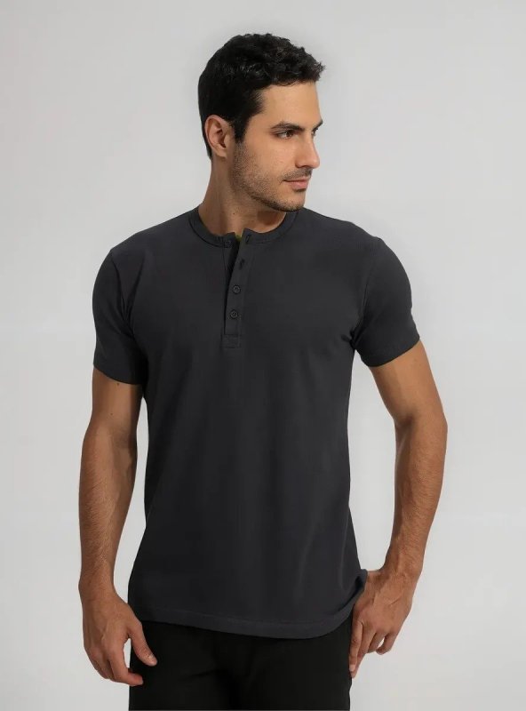 Camiseta Henley Masculina (8 cores)