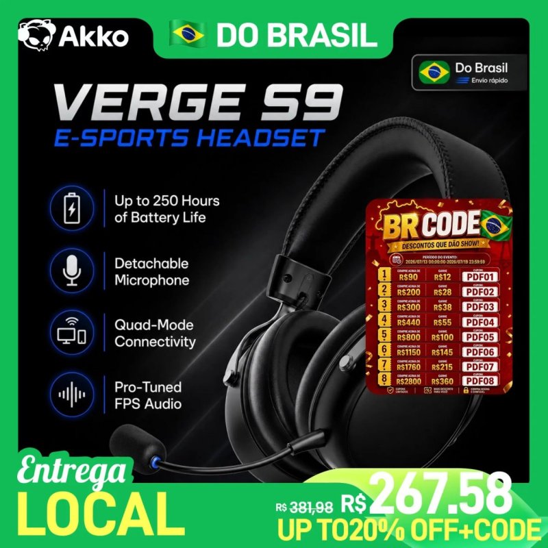 Headset AKKO Verge S9 Ultra Sem Fio 2.4G