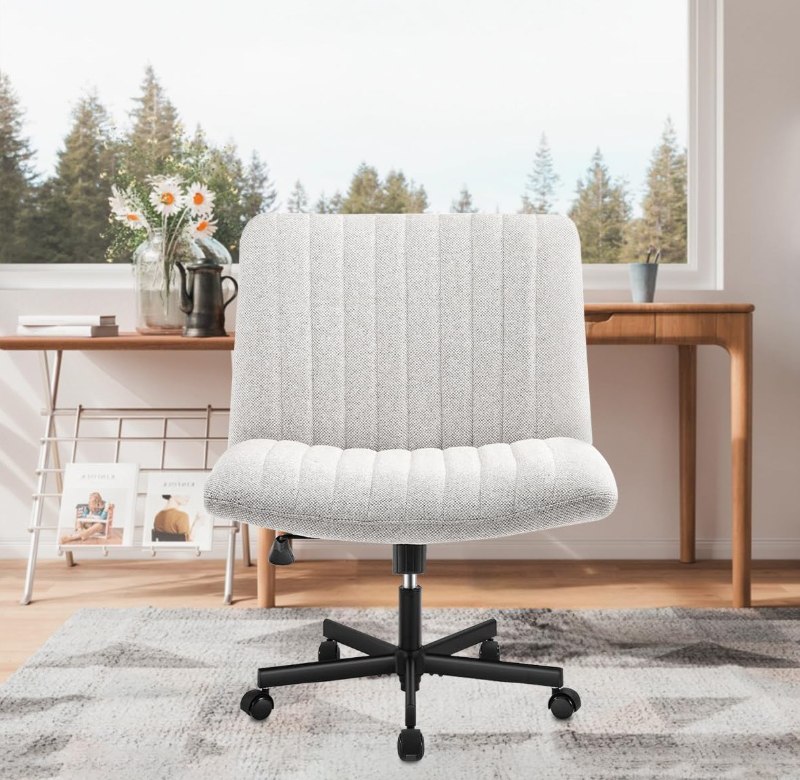 Cadeira de Escritório Python Fly Leisure, Assento Extra Grande e Largo em Tecido (Cinza)