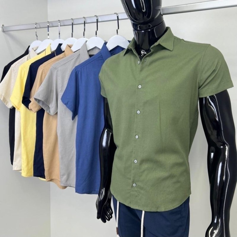 Camisa Manga Curta Social Verão Slim